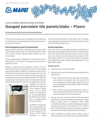 Gauged porcelain tile panels/slabs - Floors - Reference guide